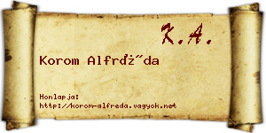 Korom Alfréda névjegykártya